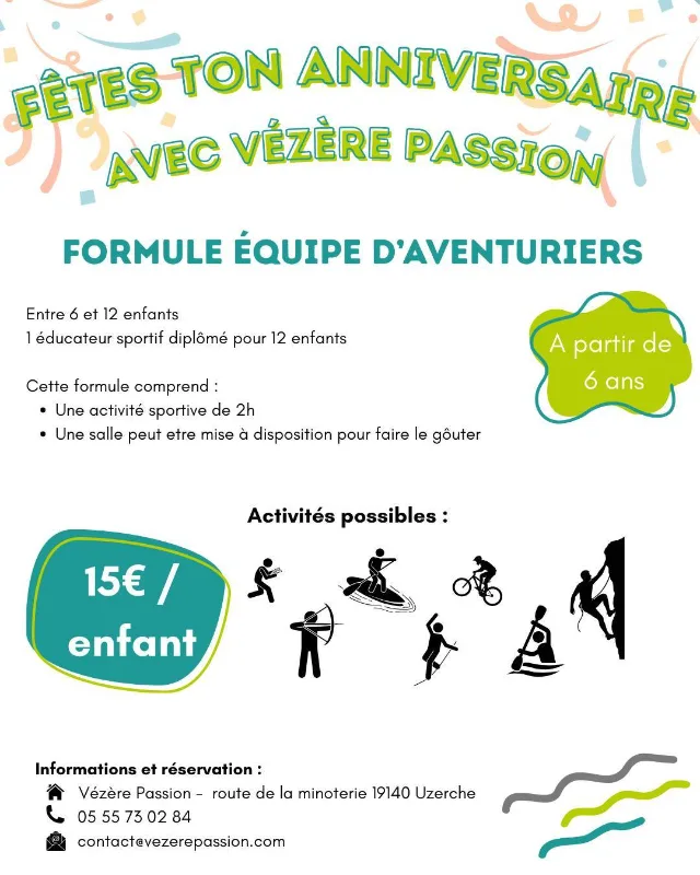 Affiche d'activités sportives pour groupe d'enfants à partir de 6 ans