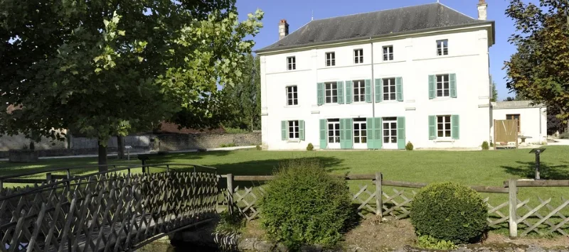 Allée arborée menant au Domaine Saint Georges entouré de verdure dans l'Aube