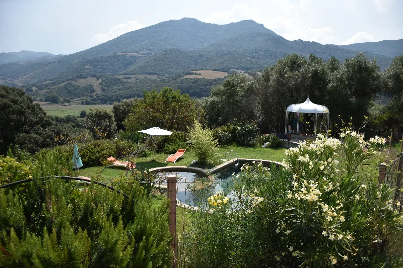 U Pianarellu – OlmetoPiscine avec vue sur les montagnes environnantes et jardin arboré